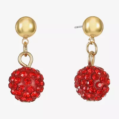 Monet Jewelry Womens Red Glass Round Hypoallergenic Drop Earrings