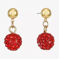 Monet Jewelry Womens Red Glass Round Hypoallergenic Drop Earrings