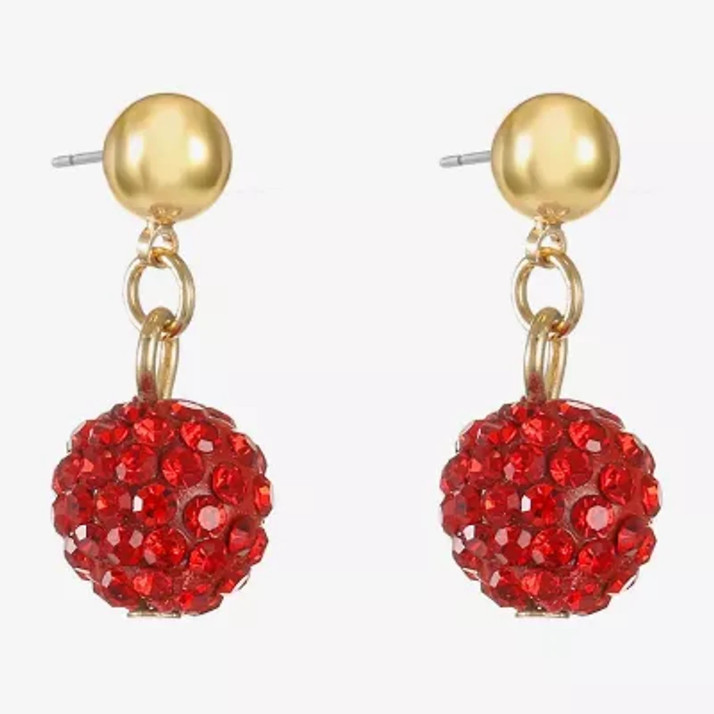 Monet Jewelry Womens Red Glass Round Hypoallergenic Drop Earrings