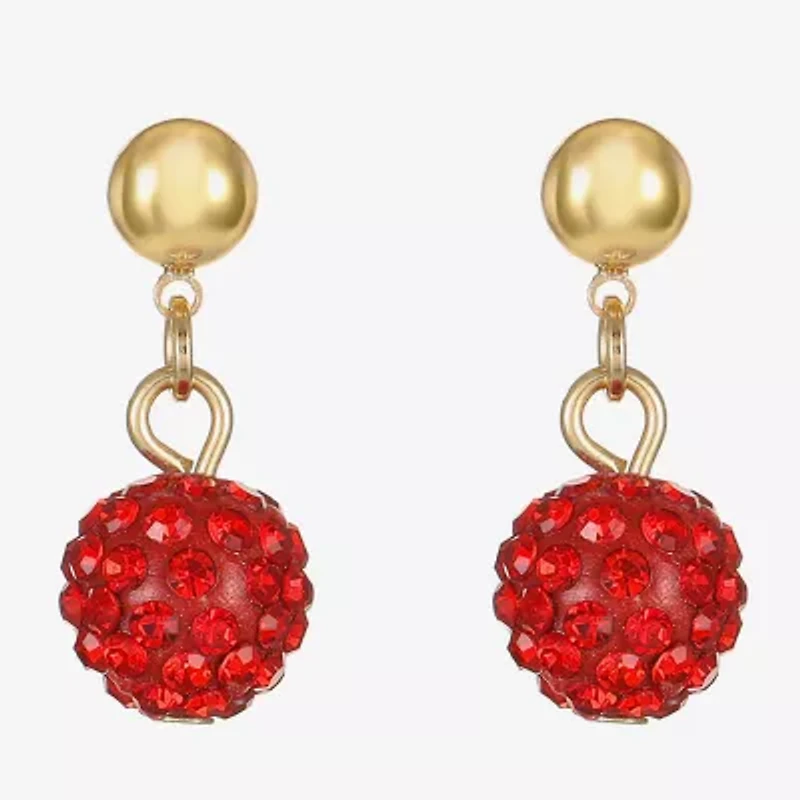 Monet Jewelry Womens Red Glass Round Hypoallergenic Drop Earrings