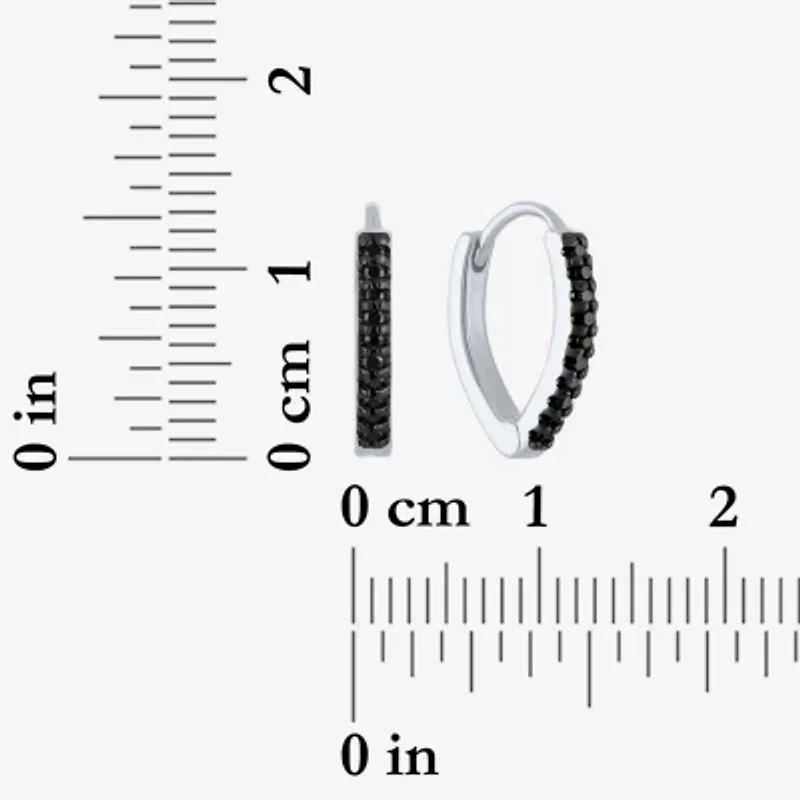 Womens 1/10 CT. T.W. Natural Black Diamond Sterling Silver 11mm Hoop Earrings