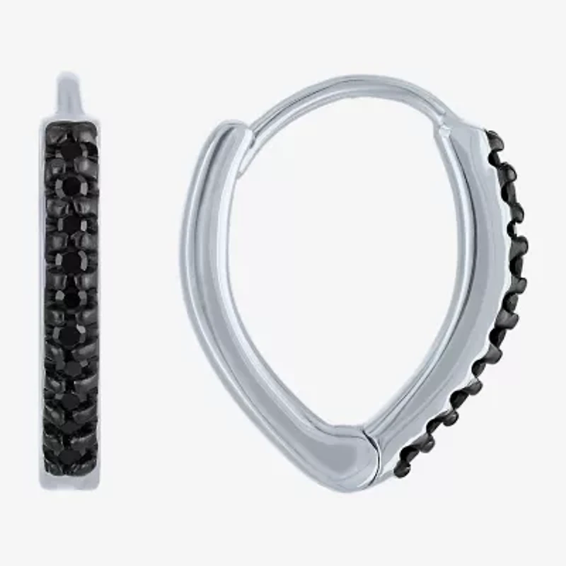 Womens 1/10 CT. T.W. Natural Black Diamond Sterling Silver 11mm Hoop Earrings