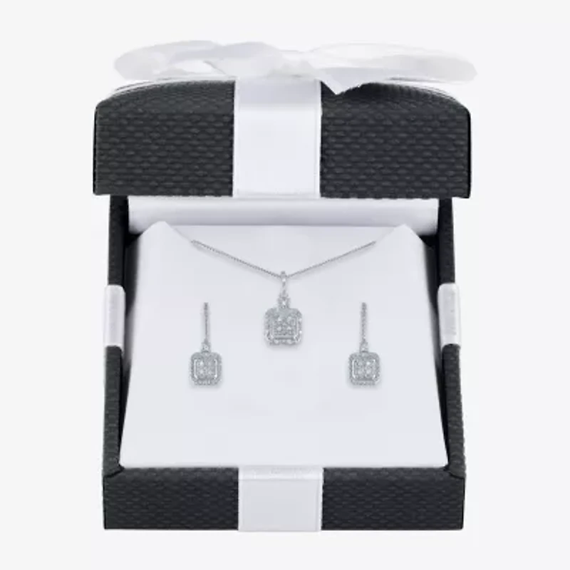 Diamond Blossom Womens 1/10 CT. T.W. Natural White Diamond Sterling Silver 2-pc. Jewelry Set