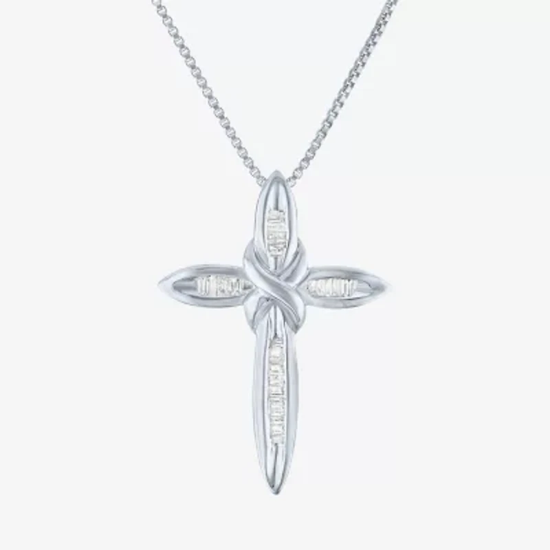 1/10Cttw Diamond Sterling Silver Cross Pendant