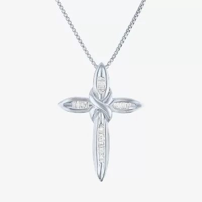 1/10Cttw Diamond Sterling Silver Cross Pendant