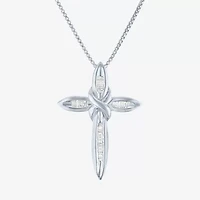 1/10Cttw Diamond Sterling Silver Cross Pendant