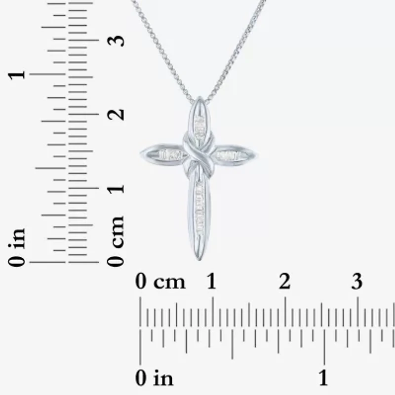 1/10Cttw Diamond Sterling Silver Cross Pendant