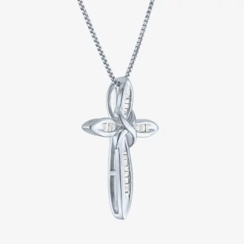 1/10Cttw Diamond Sterling Silver Cross Pendant
