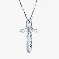 1/10Cttw Diamond Sterling Silver Cross Pendant