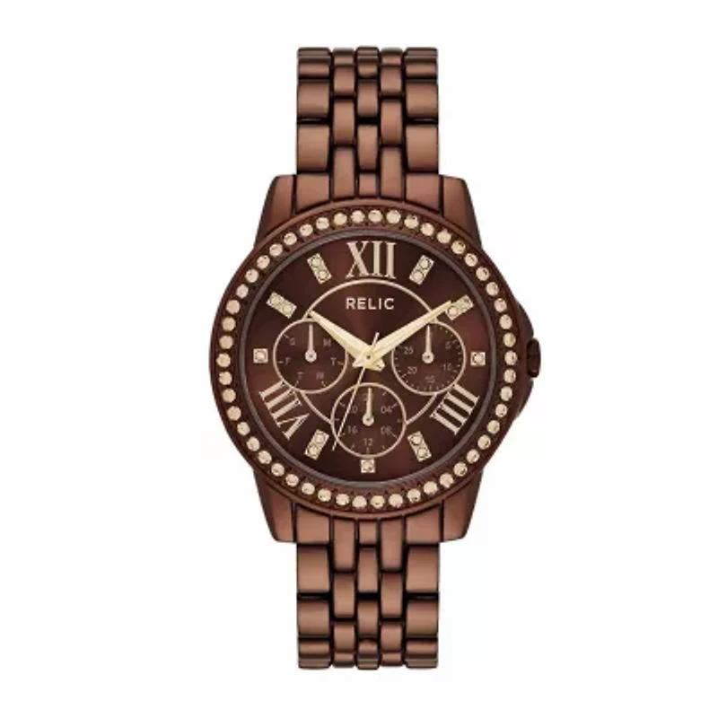 Relic By Fossil Womens Multi-Function Brown Bracelet Watch Zr15852