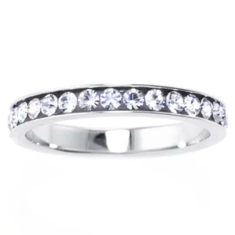Silver Treasures Womens Crystal Sterling Band