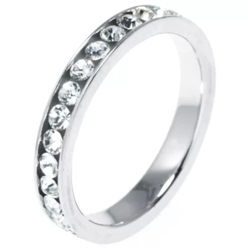 Silver Treasures Womens Crystal Sterling Band