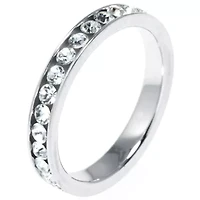 Silver Treasures Womens Crystal Sterling Band
