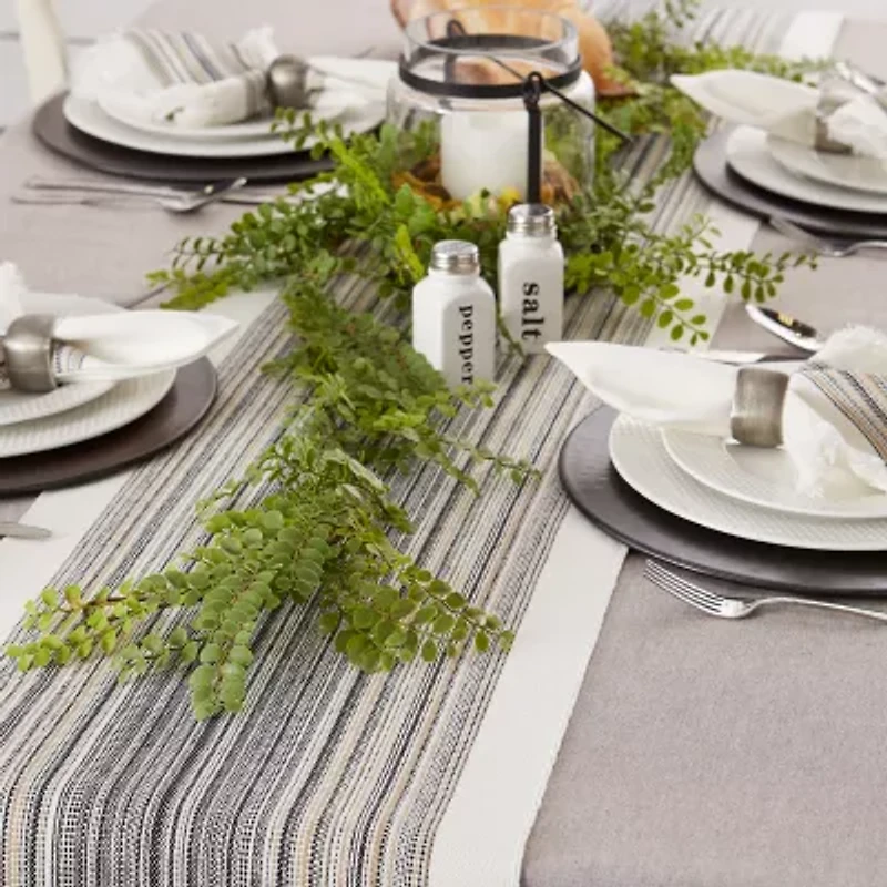 Design Imports Striped Fringe Ribbed Table Runner