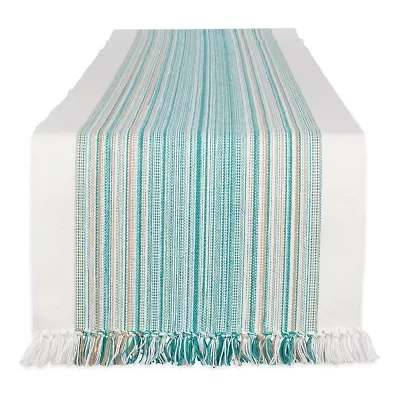 Design Imports Striped Fringe Ribbed Table Runner
