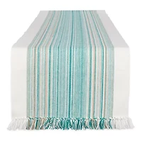 Design Imports Striped Fringe Ribbed Table Runner