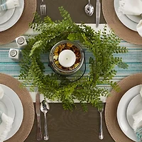 Design Imports Striped Fringe Ribbed Table Runner