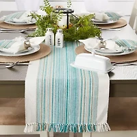 Design Imports Striped Fringe Ribbed Table Runner