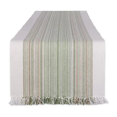 Design Imports Striped Fringe Ribbed Table Runner