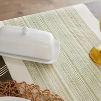 Design Imports Striped Fringe Ribbed Table Runner