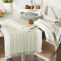 Design Imports Striped Fringe Ribbed Table Runner
