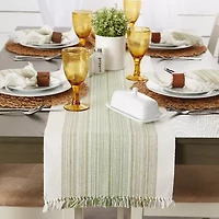 Design Imports Striped Fringe Ribbed Table Runner