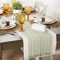 Design Imports Striped Fringe Ribbed Table Runner