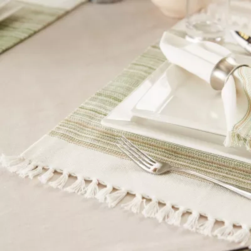 Design Imports Striped Fringed 6-pc. Placemat