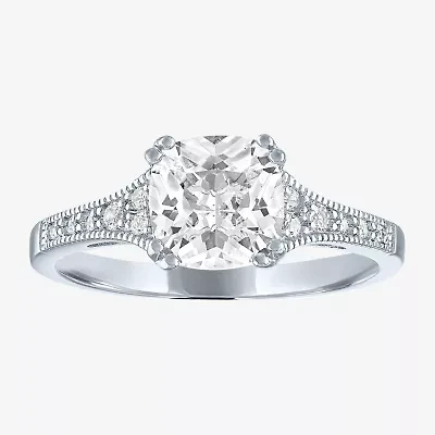 Womens Lab Created White Sapphire Sterling Silver Cocktail Ring