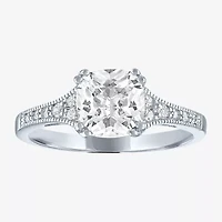 Womens Lab Created White Sapphire Sterling Silver Cocktail Ring