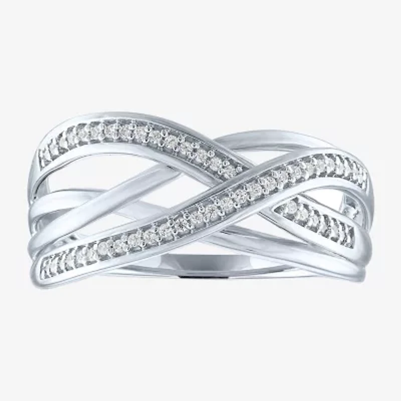 Yes, Please! Womens 1/10 CT. T.W. Natural Diamond Sterling Silver Crossover Band
