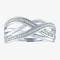 Yes, Please! Womens 1/10 CT. T.W. Natural Diamond Sterling Silver Crossover Band