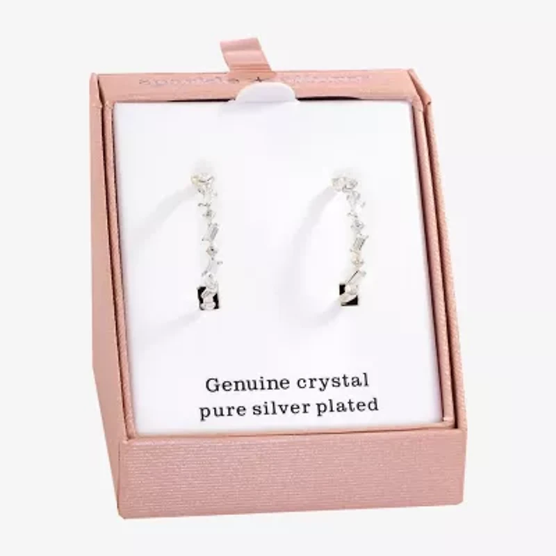 Sparkle Allure Womens Crystal 30.8mm Hoop Earrings