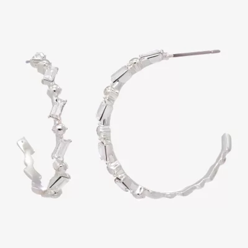 Sparkle Allure Womens Crystal 30.8mm Hoop Earrings