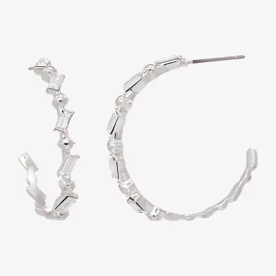 Sparkle Allure Womens Crystal 30.8mm Hoop Earrings