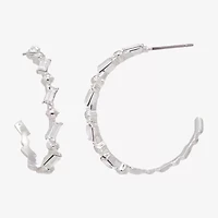 Sparkle Allure Womens Crystal 30.8mm Hoop Earrings