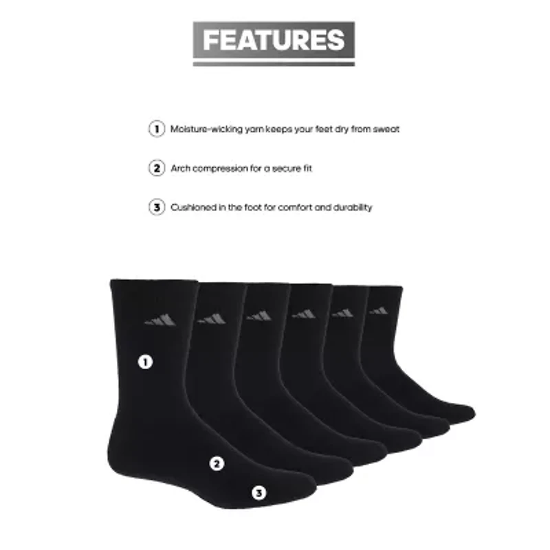 adidas Cushioned Womens 6 Pair Crew Socks