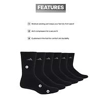 adidas Cushioned Womens 6 Pair Crew Socks