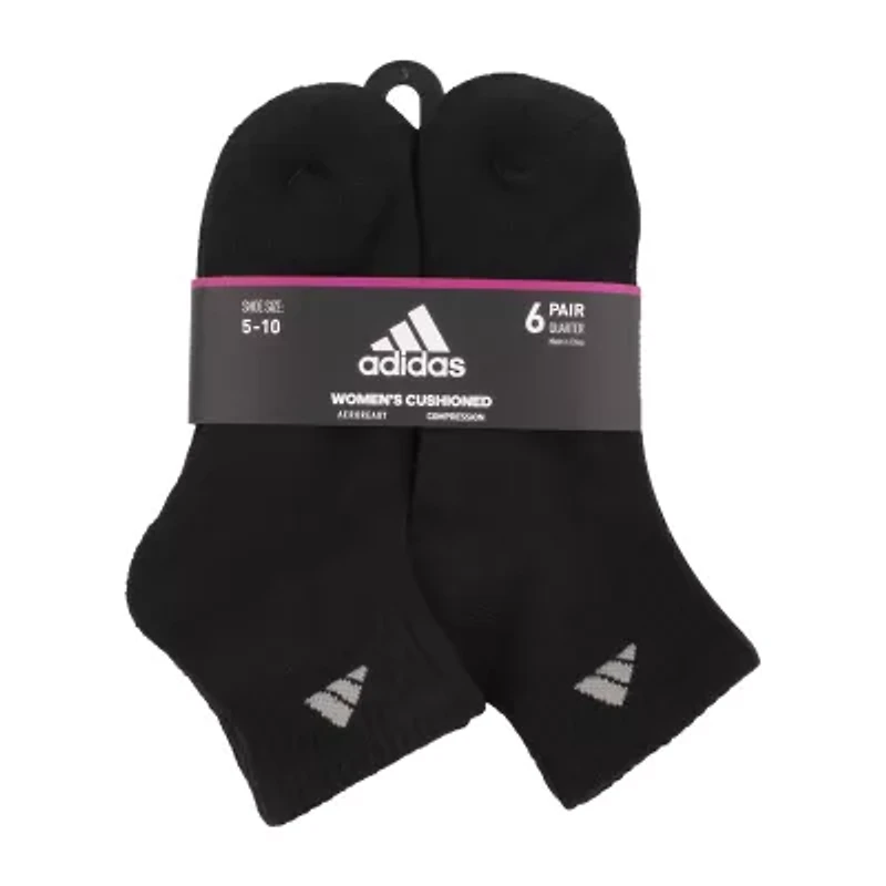 adidas Cushioned Womens 6 Pair Quarter Ankle Socks