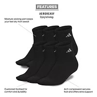 adidas Cushioned Womens 6 Pair Quarter Ankle Socks