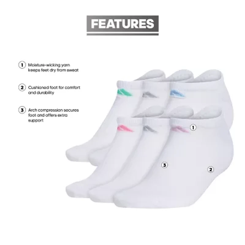 adidas Cushioned Womens 6 Pair No Show Socks