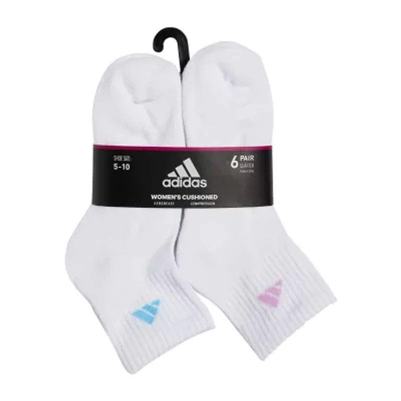 adidas Cushioned Womens 6 Pair Quarter Ankle Socks