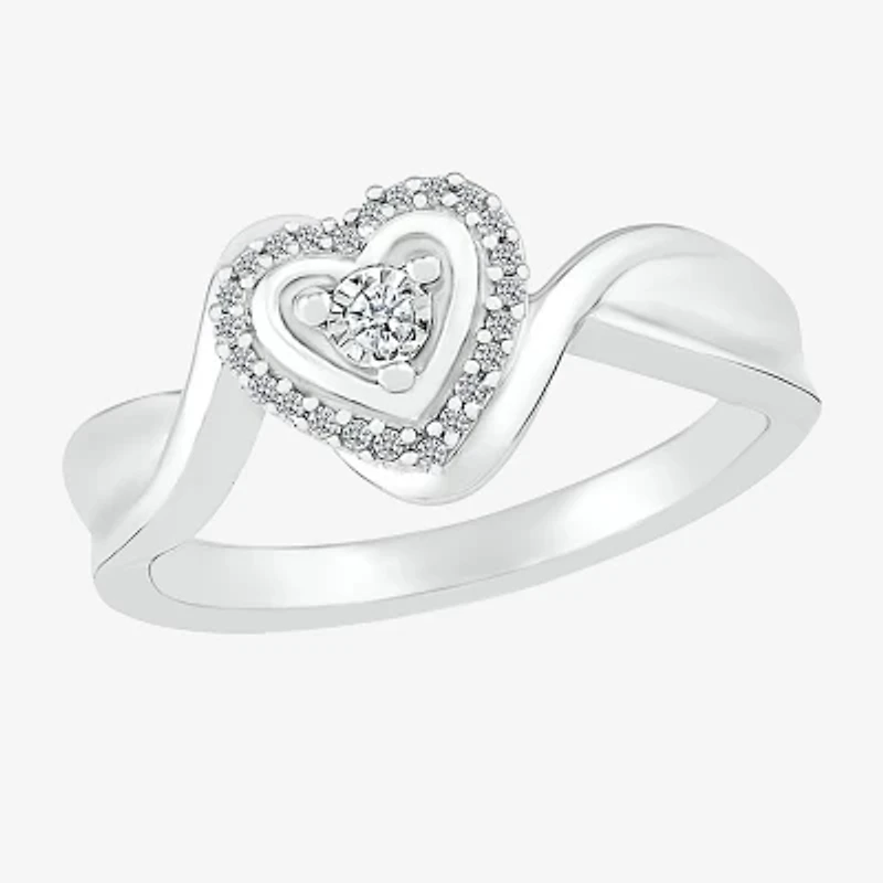 Limited Quantities! Womens 1/10 CT. T.W. Natural White Diamond Sterling Silver Halo Cocktail Ring