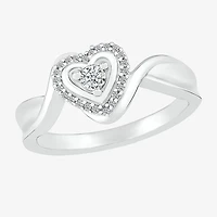 Limited Quantities! Womens 1/10 CT. T.W. Natural White Diamond Sterling Silver Halo Cocktail Ring