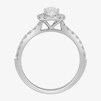 Signature By Modern Bride (H-I / Si2) Womens 1 CT. T.W. Lab Grown White Diamond 10K Gold Pear Side Stone Halo Engagement Ring