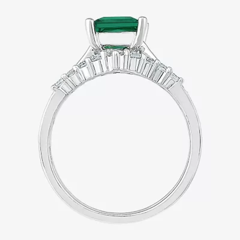 Modern Bride Gemstone Womens Lab Created Green Emerald 14K White Gold Bridal Set