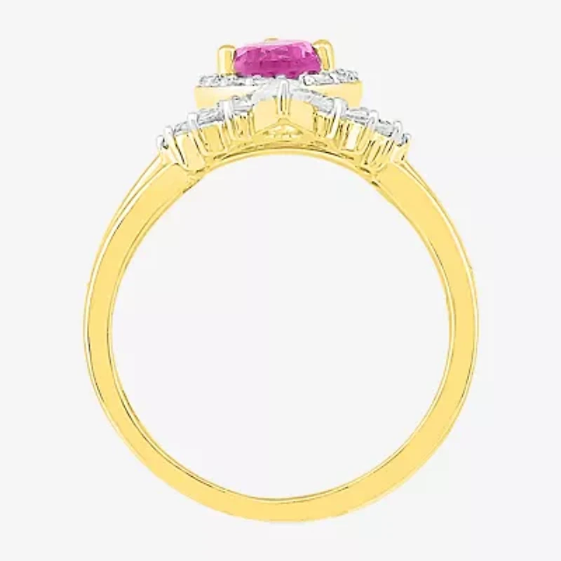 Modern Bride Gemstone Womens Lab Created Pink Sapphire 14K Gold Pear Bridal Set