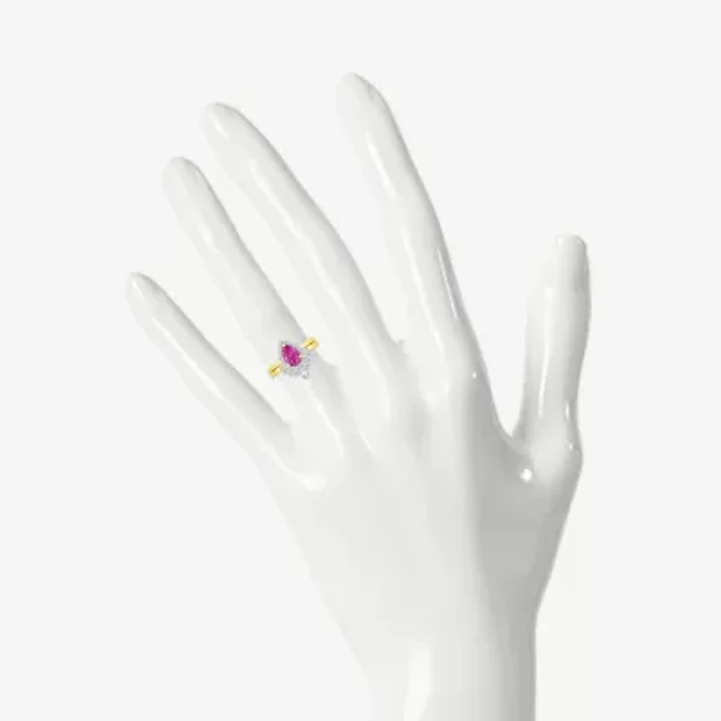 Modern Bride Gemstone Womens Lab Created Pink Sapphire 14K Gold Pear Bridal Set