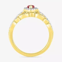 Modern Bride Gemstone Womens Lab Created Red Ruby 14K Gold Marquise Bridal Set