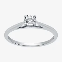 Womens Diamond Accent Natural White Sterling Silver Round Solitaire Engagement Ring
